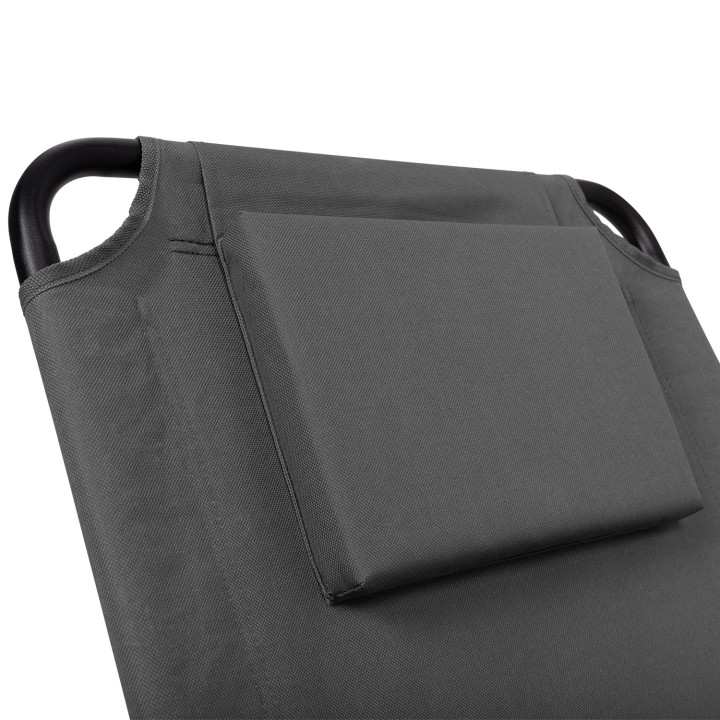 2 sedie da spiaggia pieghevoli grigio antracite con schienale reclinabile | ID Market