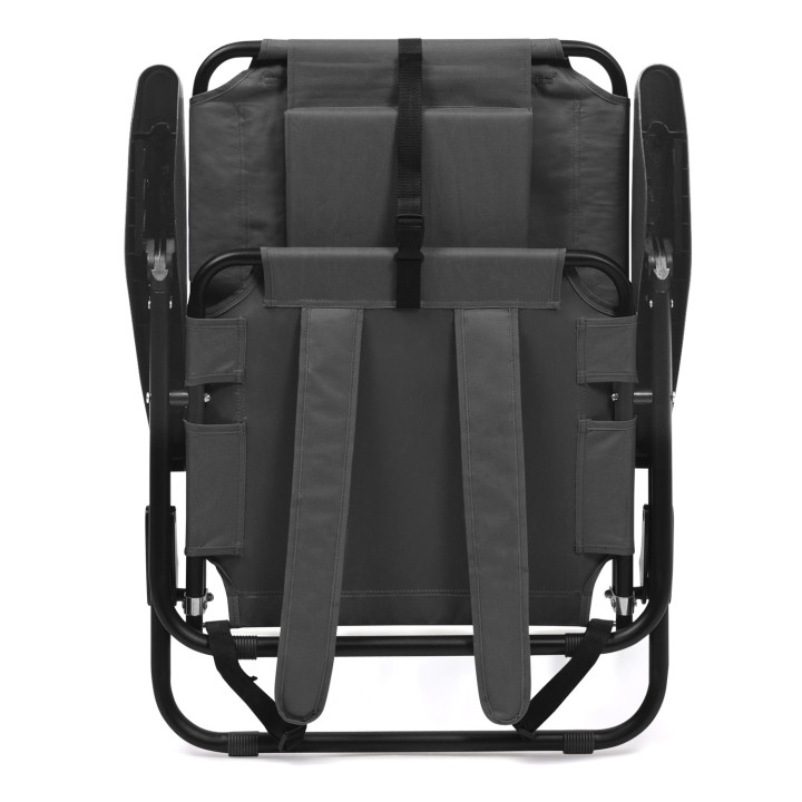 2 sedie da spiaggia pieghevoli grigio antracite con schienale reclinabile | ID Market