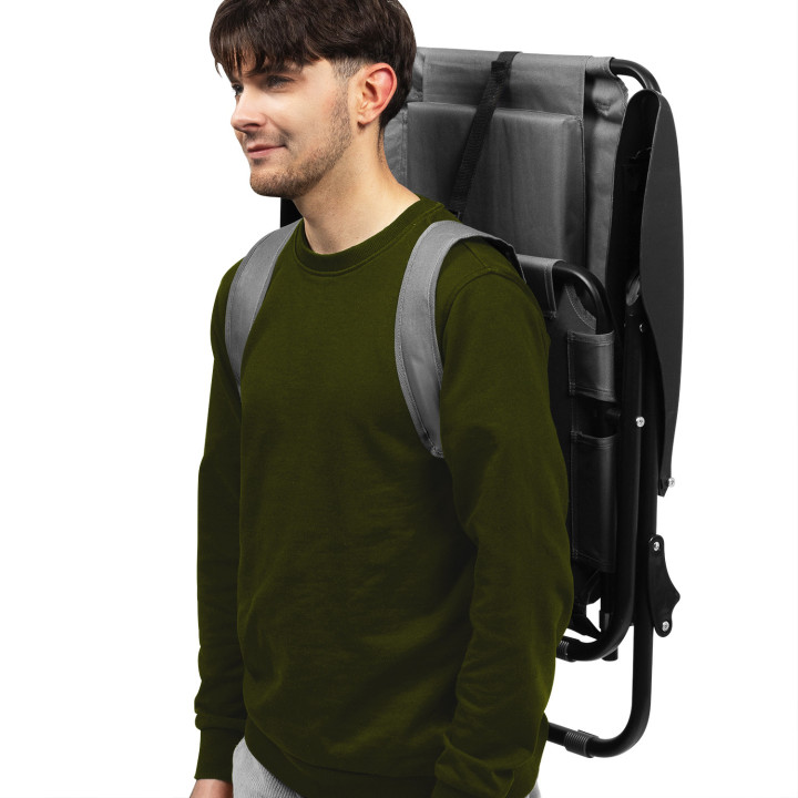 2 sedie da spiaggia pieghevoli grigio antracite con schienale reclinabile | ID Market