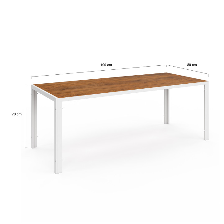 Set di mobili da giardino con tavolo da 190 cm e 8 sedie bianche e in legno - NOUMEA | ID Market