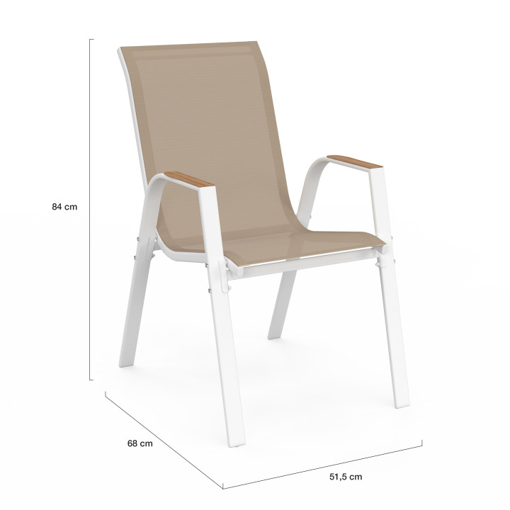 Set di mobili da giardino con tavolo da 190 cm e 8 sedie bianche e in legno - NOUMEA | ID Market