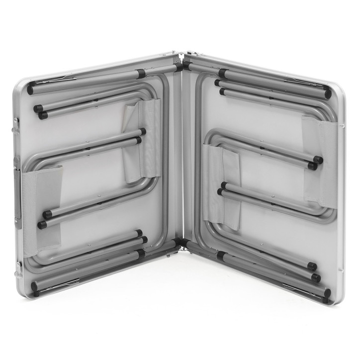 Tavolo da campeggio pieghevole regolabile in altezza con 4 sgabelli: grigio e bianco | ID Market