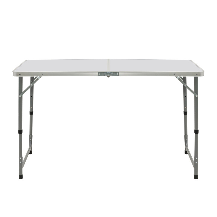 Tavolo da campeggio pieghevole regolabile in altezza con 4 sgabelli: grigio e bianco | ID Market
