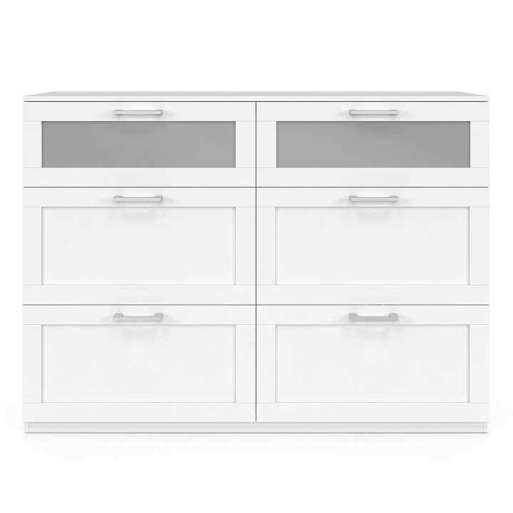 Cassettiera a 6 cassetti in legno e bianco effetto smerigliato - VITO |ID Market