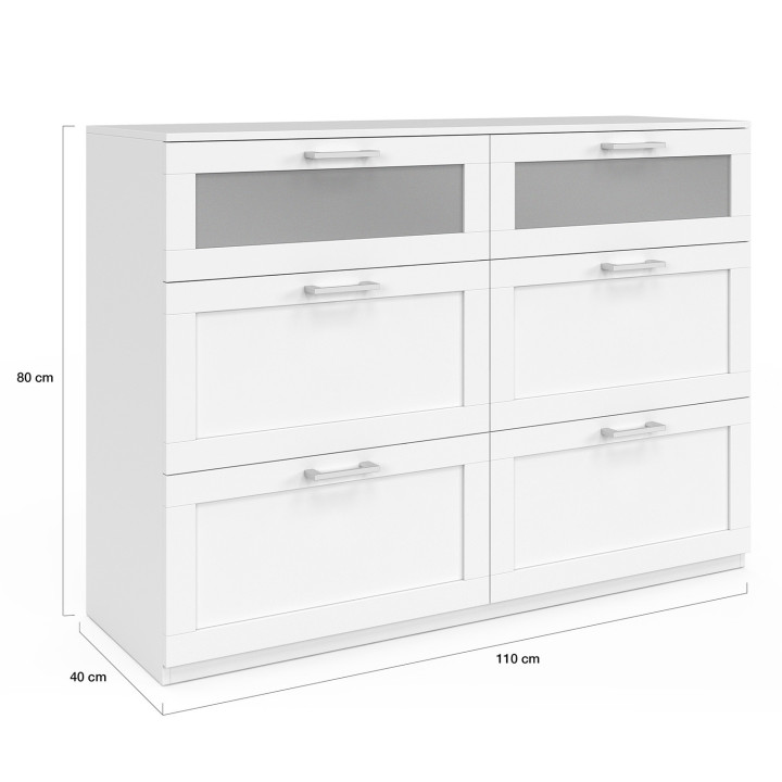 Cassettiera a 6 cassetti in legno e bianco effetto smerigliato - VITO |ID Market