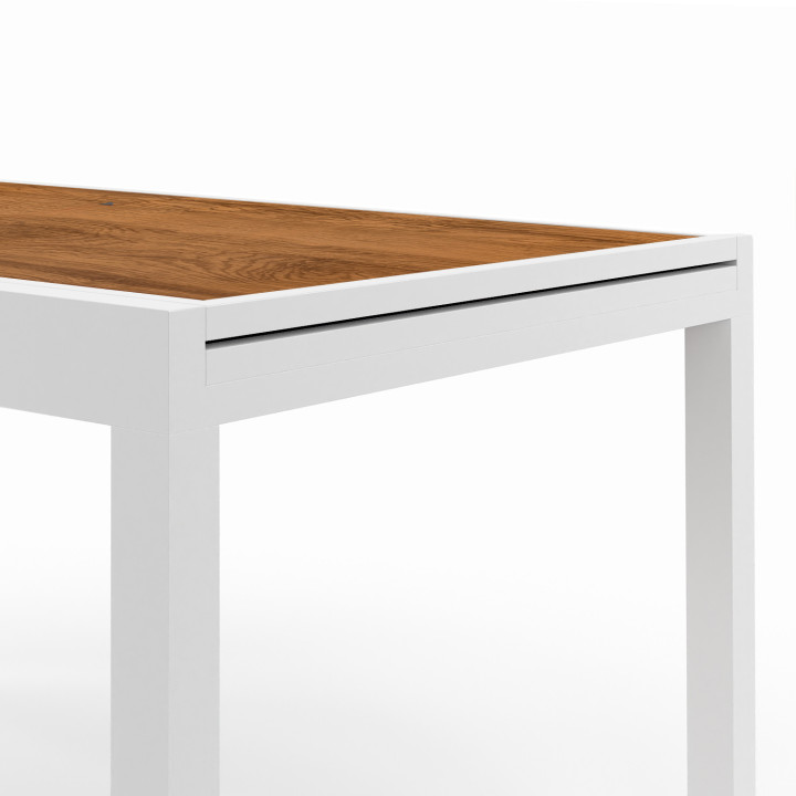 Set di mobili da giardino allungabili - 135 / 270 cm piano del tavolo effetto legno e 12 sedie impilabili in legno e bianco - NO