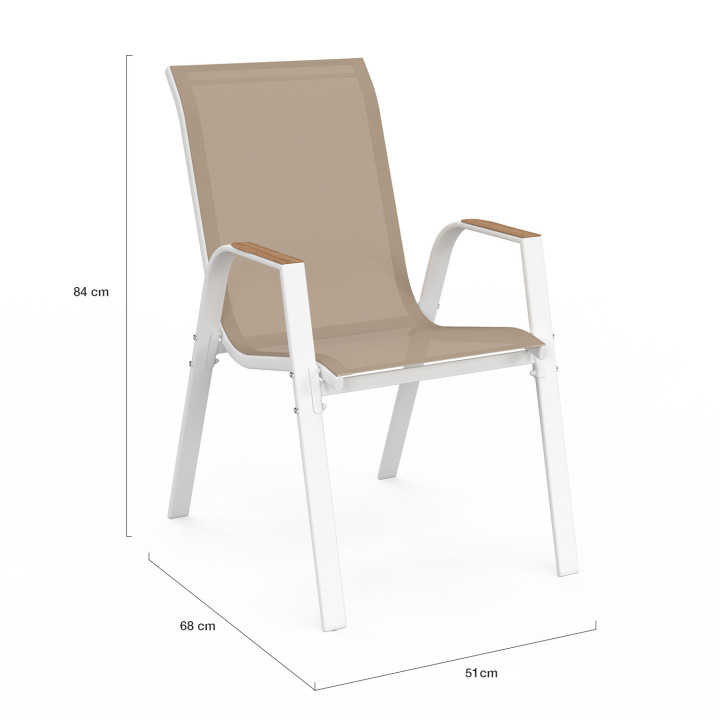 Set di mobili da giardino allungabili - 135 / 270 cm piano del tavolo effetto legno e 12 sedie impilabili in legno e bianco - NO