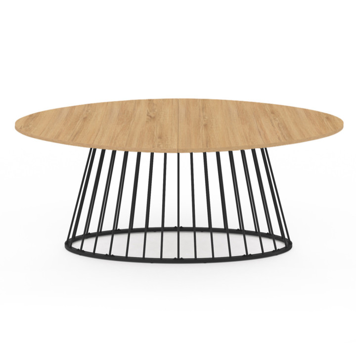 Tavolo da pranzo ovale per 10 persone con piano in legno e gamba in filo metallico nero - YUNA | ID Market