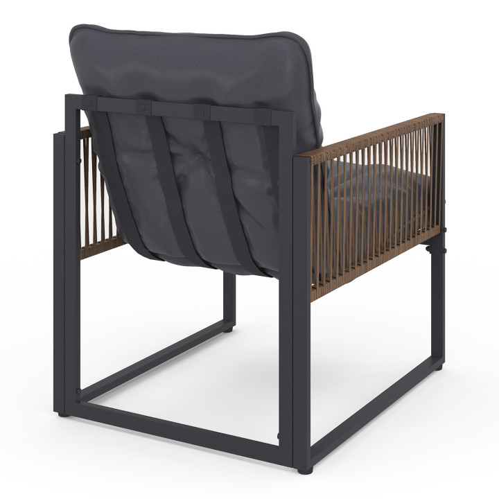 Set di mobili da giardino bassi a 6 posti in grigio antracite con effetto rattan - RIO | ID Market