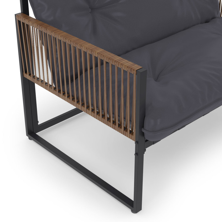 Set di mobili da giardino bassi a 6 posti in grigio antracite con effetto rattan - RIO | ID Market