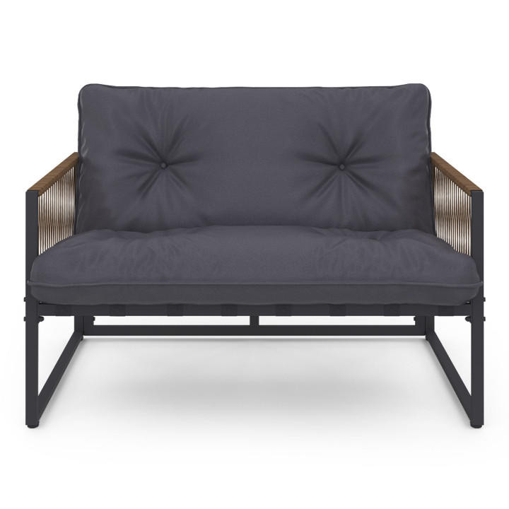 Set di mobili da giardino bassi a 6 posti in grigio antracite con effetto rattan - RIO | ID Market