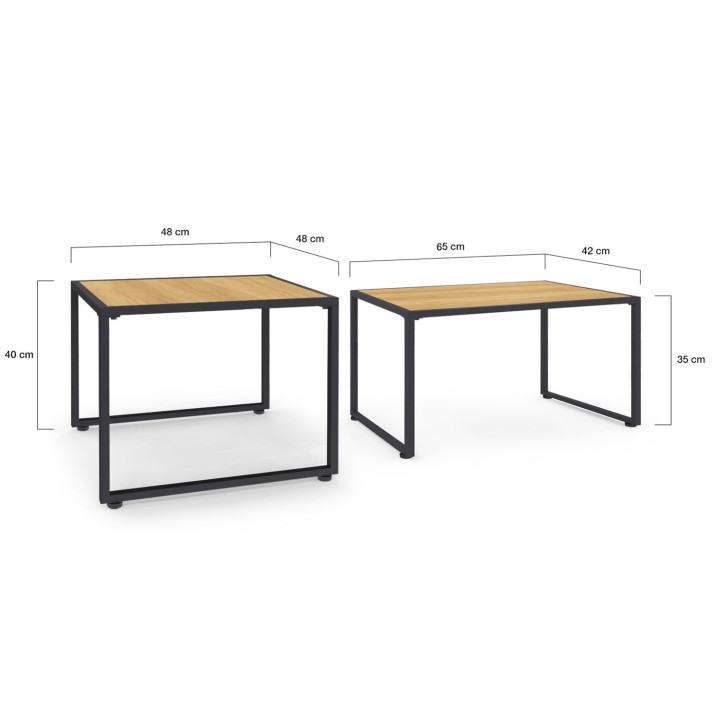 Set di mobili da giardino bassi a 6 posti in rattan nero e chiaro - RIO | ID Market