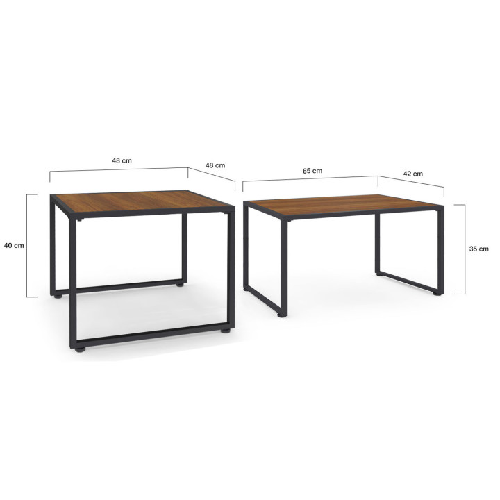 Set di mobili da giardino bassi a 6 posti in grigio antracite con effetto rattan - RIO | ID Market