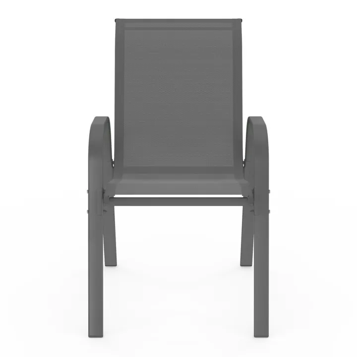 Sedie da giardino impilabili in metallo e textilene grigio - LYMA | ID Market