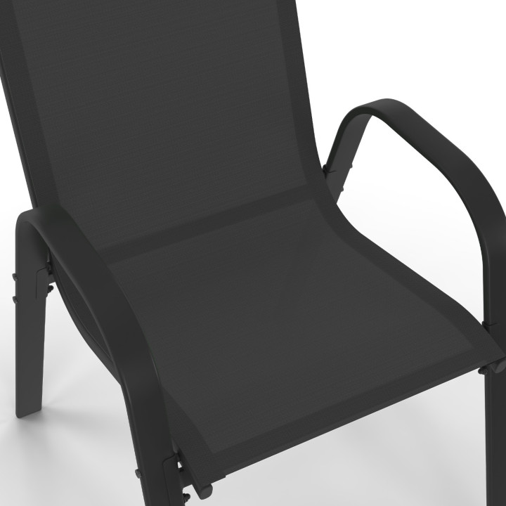 Sedie da giardino impilabili in metallo nero e textilene - LYMA | ID Market