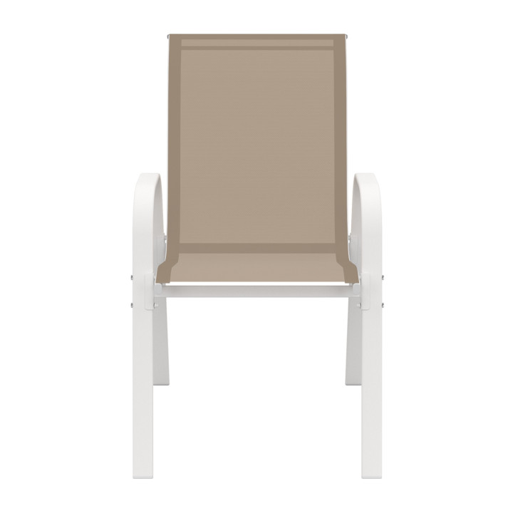 Sedie da giardino impilabili in metallo e textilene in bianco e beige - LYMA |ID Market