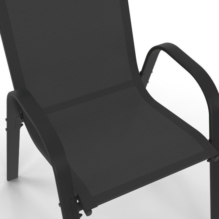 Sedie da giardino impilabili in metallo e textilene nero - LYMA | ID Market