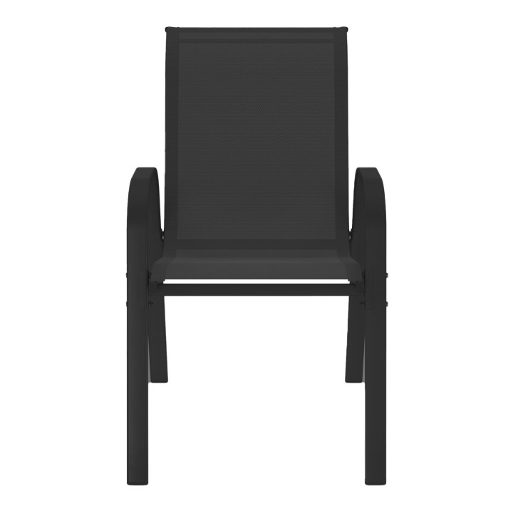 Sedie da giardino impilabili in metallo e textilene nero - LYMA | ID Market