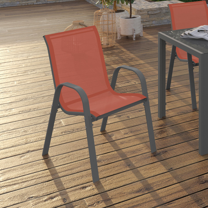 Set di 6 sedie da giardino impilabili in terracotta - LYMA | ID Market