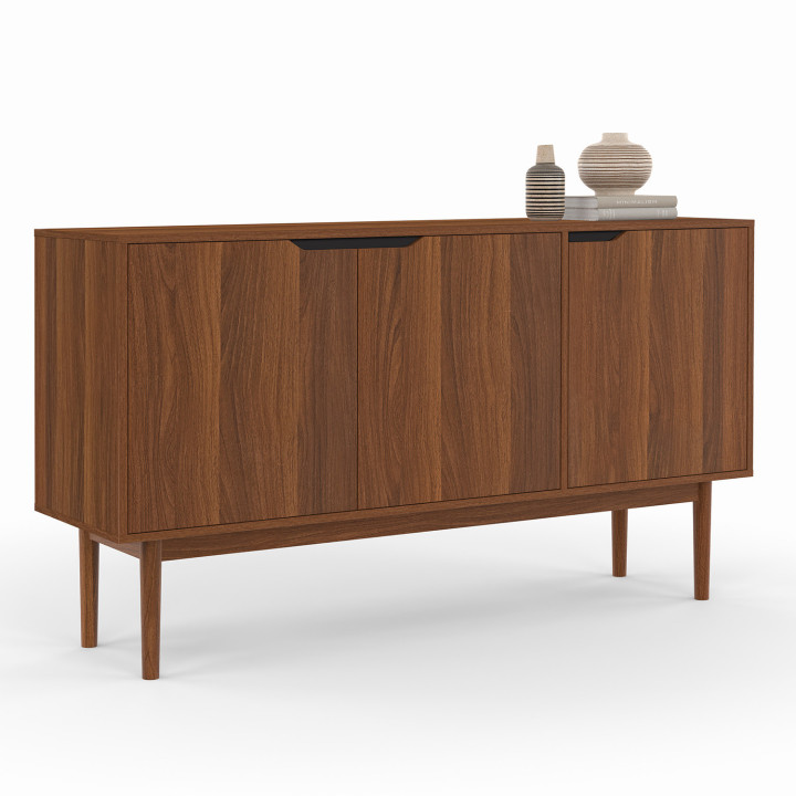 Credenza vintage da 140 cm con 3 ante effetto noce - VIGGO | ID Market