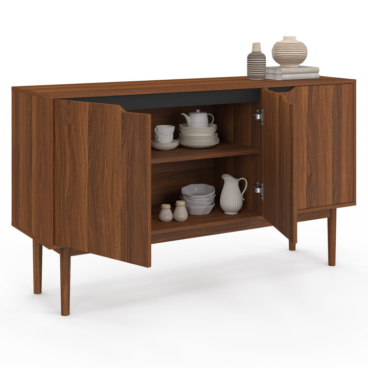 Credenza vintage da 140 cm con 3 ante effetto noce - VIGGO | ID Market