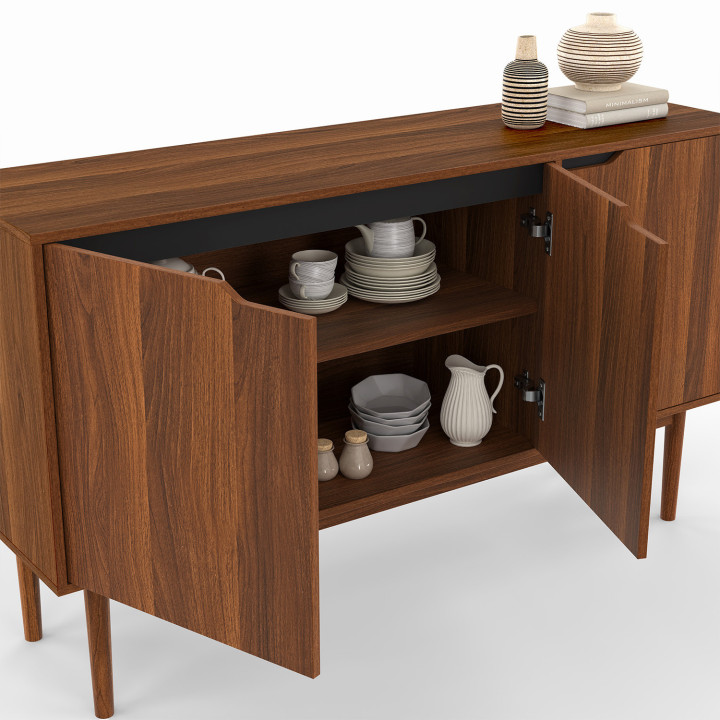 Credenza vintage da 140 cm con 3 ante effetto noce - VIGGO | ID Market