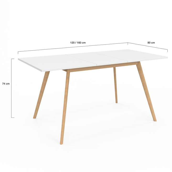 Tavolo scandinavo bianco allungabile per 8 persone | ID Market