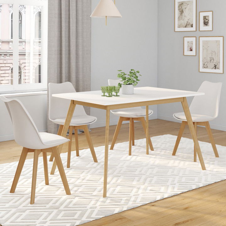 Tavolo scandinavo bianco allungabile per 4-8 persone | ID Market
