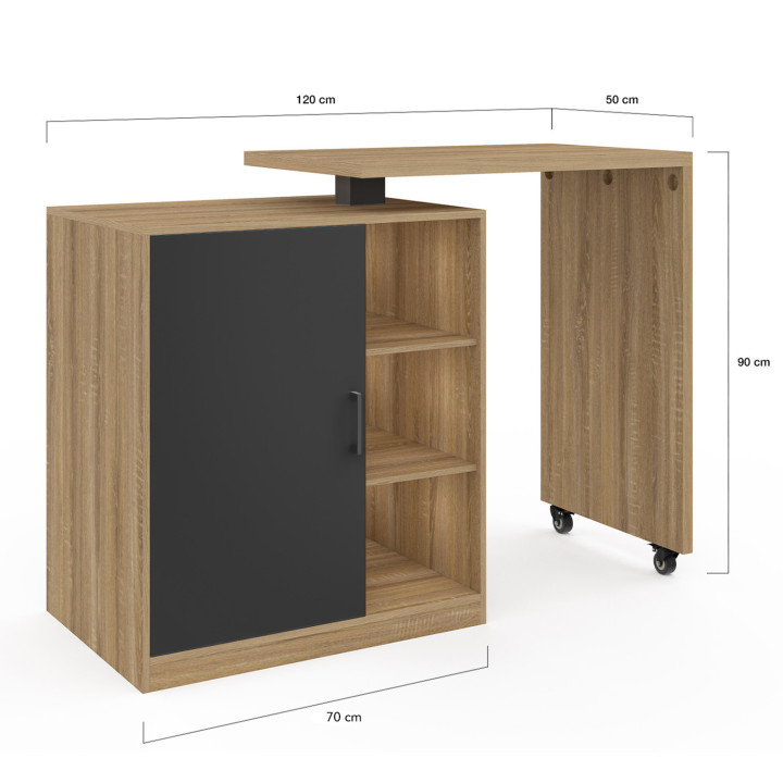 Isola centrale girevole in finto faggio con anta nera - POLO | ID Market