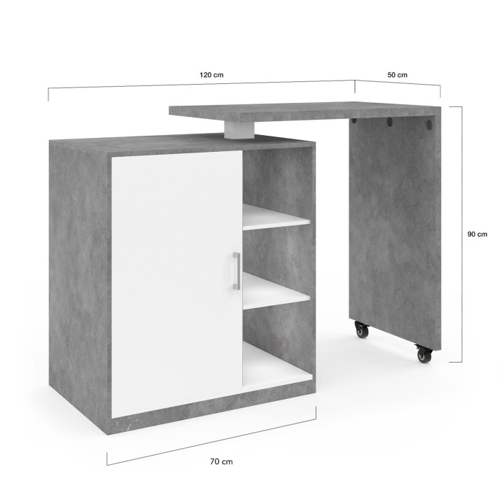 Isola centrale girevole in finto cemento con porta bianca - POLO | ID Market