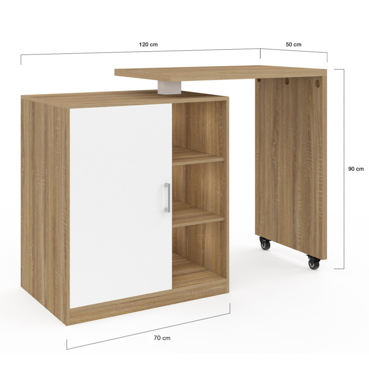 Isola centrale girevole in finto faggio con anta bianca - POLO | ID Market