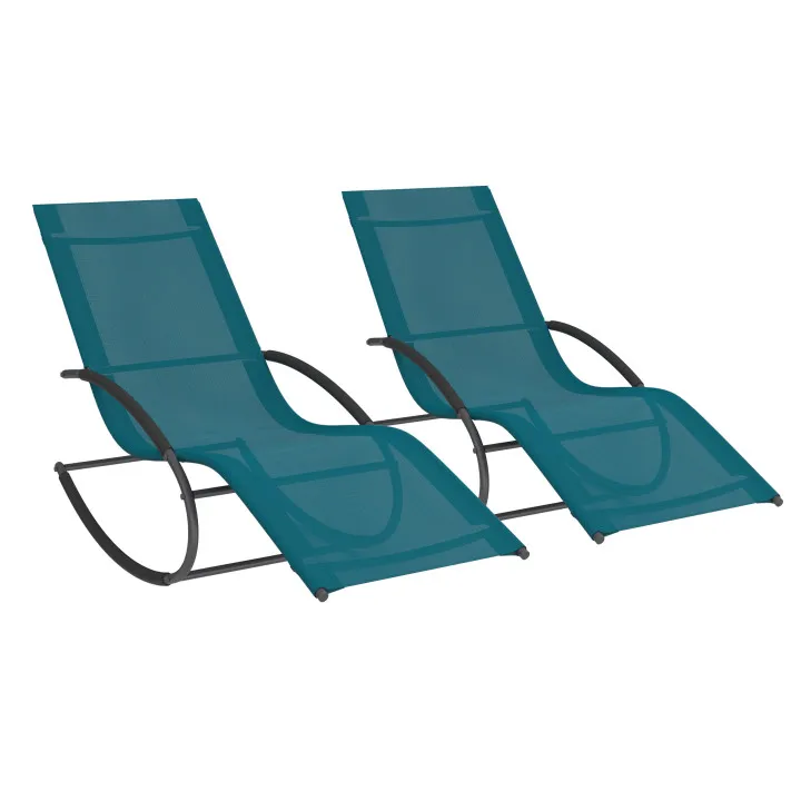 Set di 2 chaise longue grigio antracite e blu anatra - MALAWI | ID Market