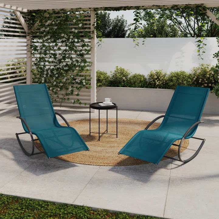 Set di 2 chaise longue grigio antracite e blu anatra - MALAWI | ID Market