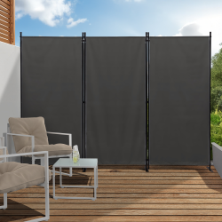 Schermo pieghevole per interni/esterni su gambe 3 pannelli 250 x 180 cm grigio antracite | ID Market