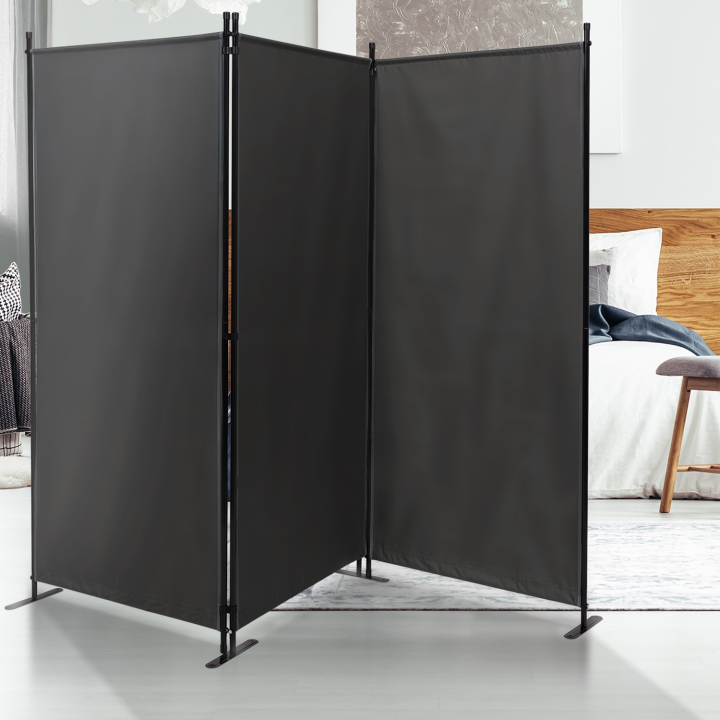 Schermo pieghevole per interni/esterni su gambe 3 pannelli 250 x 180 cm grigio antracite | ID Market
