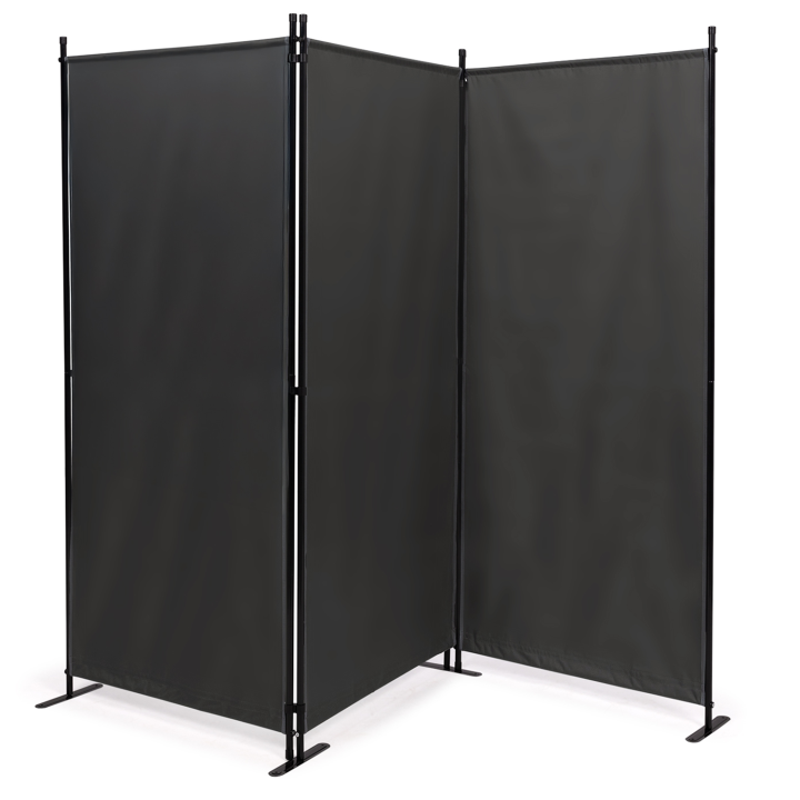 Schermo pieghevole per interni/esterni su gambe 3 pannelli 250 x 180 cm grigio antracite | ID Market
