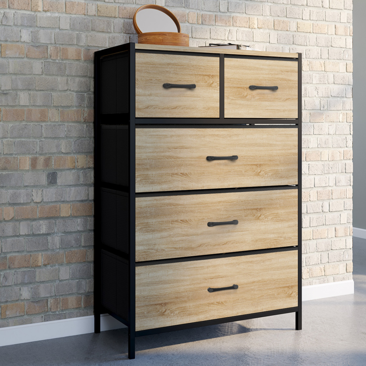 Cassettiera in tessuto a 5 cassetti in stile industriale - UTAH | ID Market
