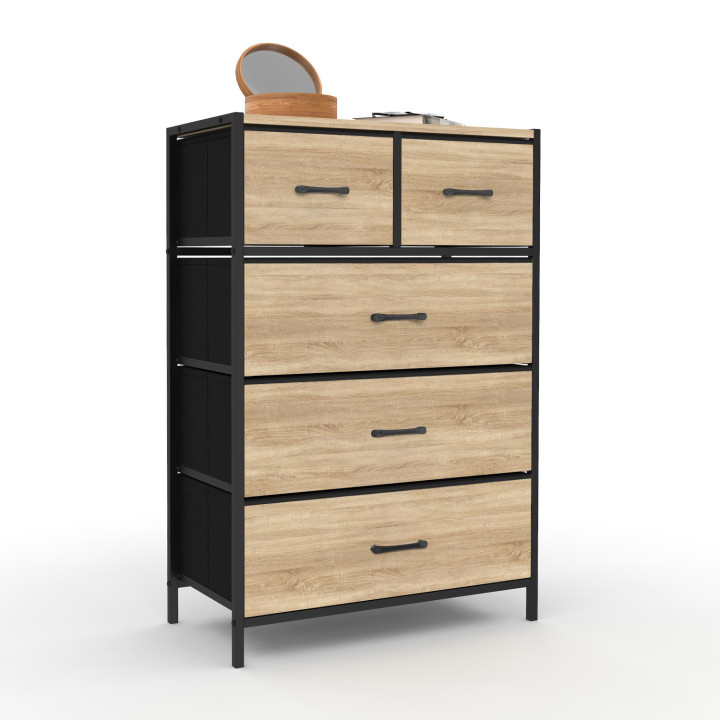 Cassettiera in tessuto a 5 cassetti in stile industriale - UTAH | ID Market