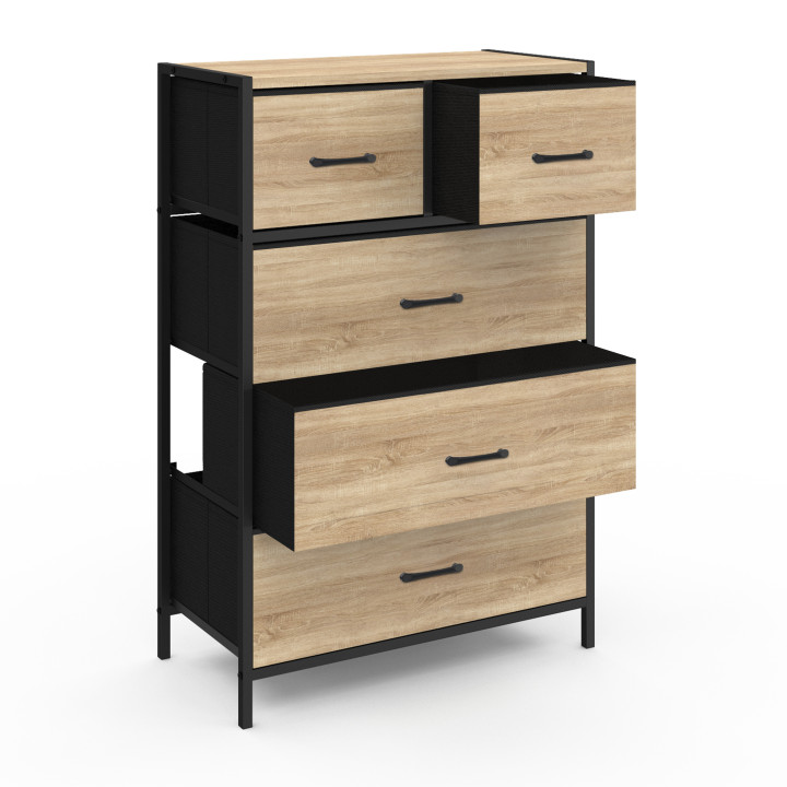 Cassettiera in tessuto a 5 cassetti in stile industriale - UTAH | ID Market