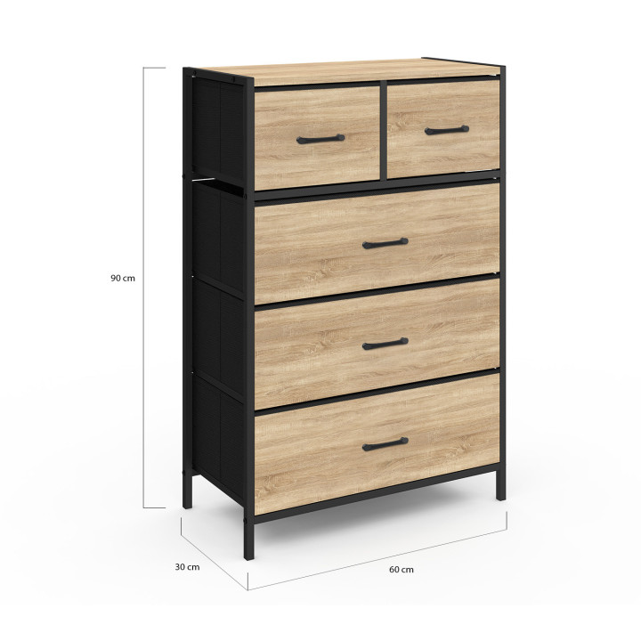 Cassettiera in tessuto a 5 cassetti in stile industriale - UTAH | ID Market