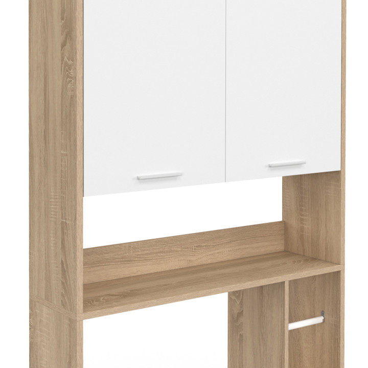 Scaffale con piano in legno di faggio e WC bianco - WALLIS | ID Market