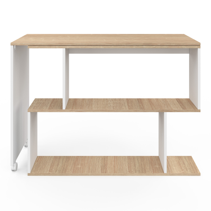 Scrivania angolare girevole in legno di faggio con ripiano bianco - JOY | ID Market