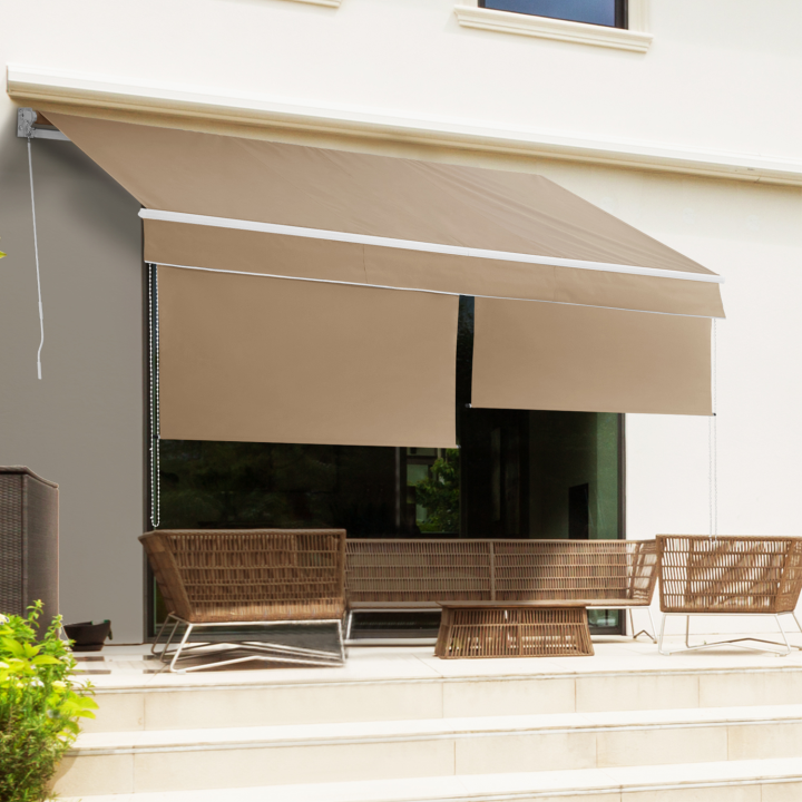 Tenda da sole manuale 4x3M taupe con mantovana 150CM | ID Market