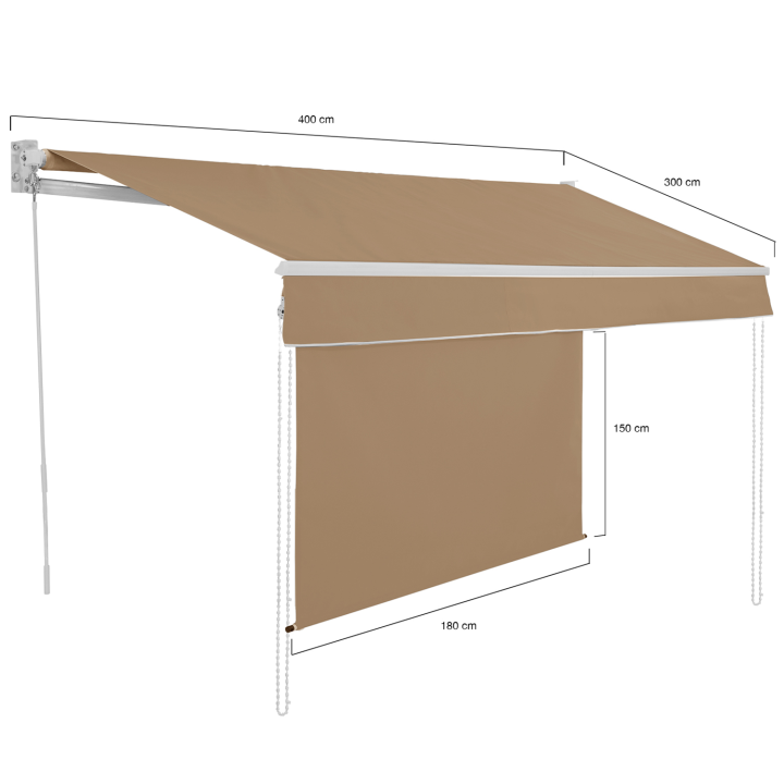 Tenda da sole manuale 4x3M taupe con mantovana 150CM | ID Market