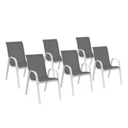 Set di 6 sedie da giardino impilabili bianche e grigie - LYMA | ID Market