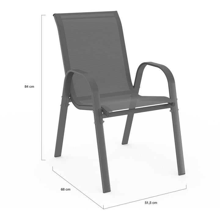Set di mobili da giardino 4 posti tavolo 70cm sedie impilabili grigio antracite - MADRID | ID Market
