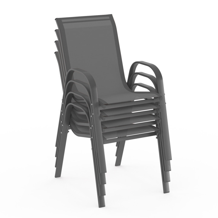 Set di mobili da giardino 4 posti tavolo 70cm sedie impilabili grigio antracite - MADRID | ID Market