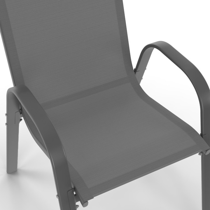Set di mobili da giardino 4 posti tavolo 70cm sedie impilabili grigio antracite - MADRID | ID Market