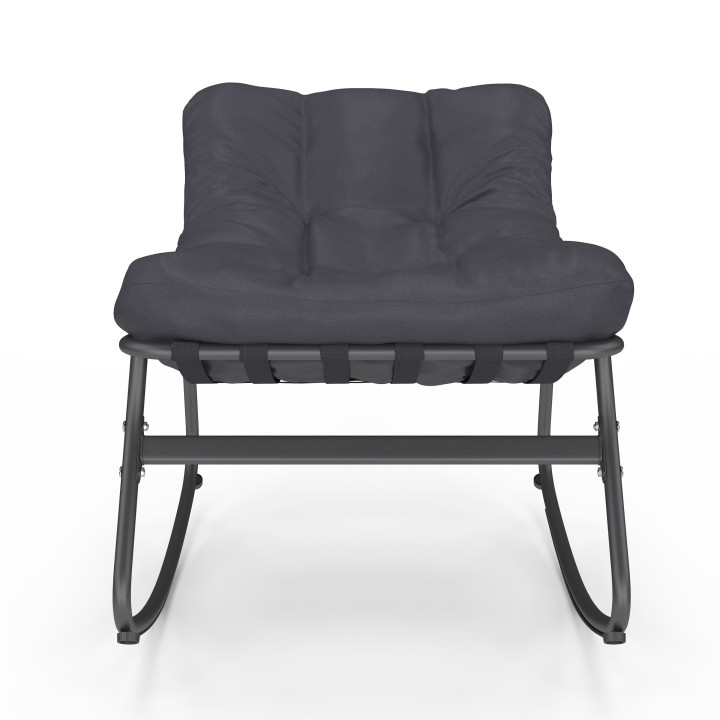 Poltrone a dondolo in metallo grigio con cuscini - ARONA | ID Market