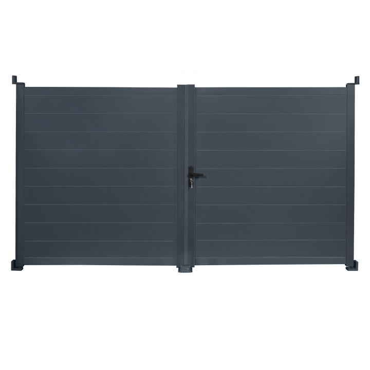 Cancello a battente in alluminio grigio antracite 302 x 160 cm | ID Market